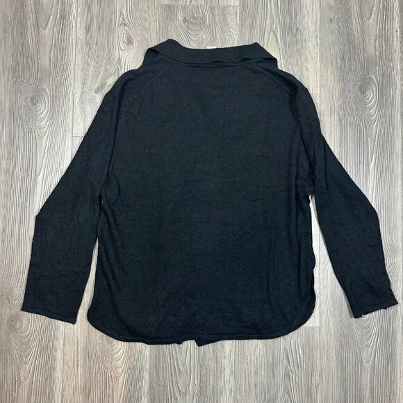 Jessica Holbrook Silk Blend Knit Shirt Black Medium Classic Minimal - Picture 4 of 7